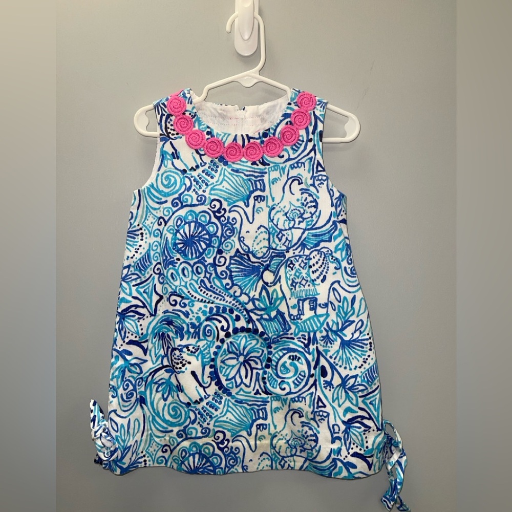 Lilly Pulitzer Blue and White Dress with Pink Trim